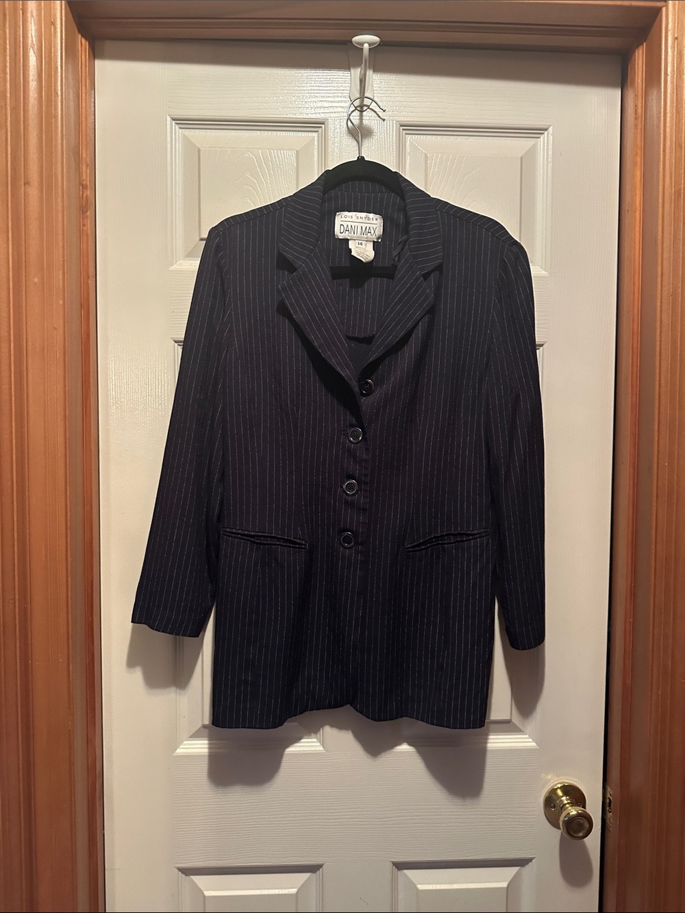 Vintage/ Lois Snyder(Dani Max)Navy Pinstripe Blazer, women’s size 14